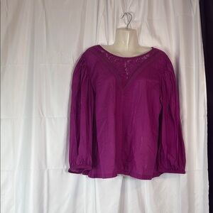 Purple Puff Sleeve Blouse with Relaxed Fit